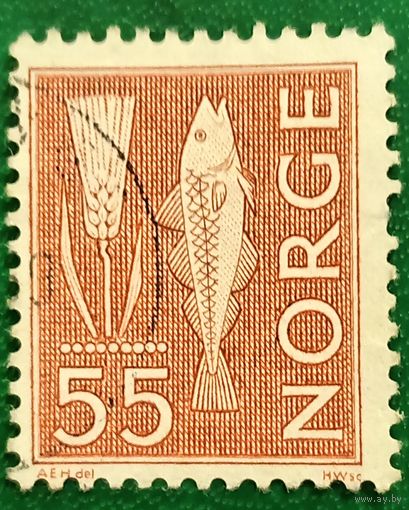 Норвегия 1960. Колос пшеницы и атлантическая треска