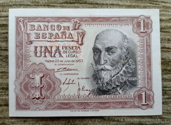Werty71 Испания 1 песета 1953 UNC банкнота Адмирал Альваро де Базан Корабль