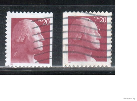 США-2001 (Мих.3436 BD+BG) , гаш. , Стандарт, Личности, Вашингтон(одиночка), зубцовки