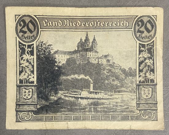 Нотгельд Австрия Ниедеростерейх , 20 геллеров 1920 год