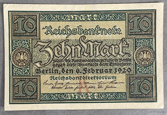Банкнота 10 марок 1920 год. Веймарская республика .