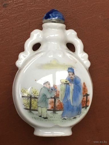 Старинная фарфоровая табакерка, живопись, состояние, редкость