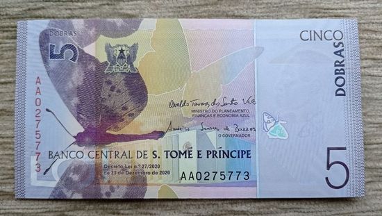 Werty71 Сан Томе и Принсипи 5 добра 2020 UNC банкнота добр