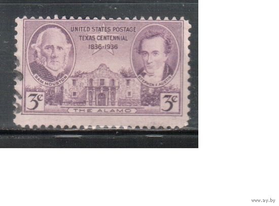 США-1936, (Мих.381), гаш.    , Штат Техас, Личности (одиночка)