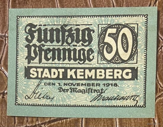 Нотгельд 50 пфеннигов 1918 год. Кемберг. Веймарская республика