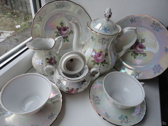 Новогодняя распродажа !Чайный сервиз Роза на две персоны ( 9 предметов ) ГДР KAHLA