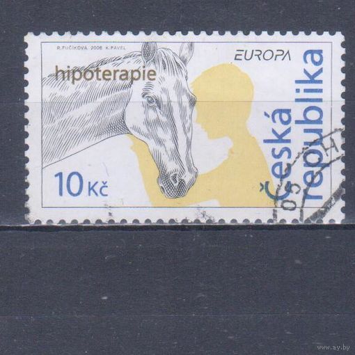 [768] Чехия 2006. Фауна.Гипотерапия.Лошади на почтовых марках.Европа.EUROPA. Гашеная марка.