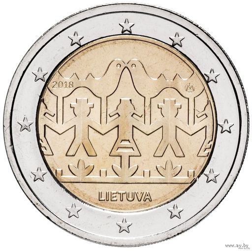 2 евро 2018 Литва Праздник песни и танца UNC из ролла