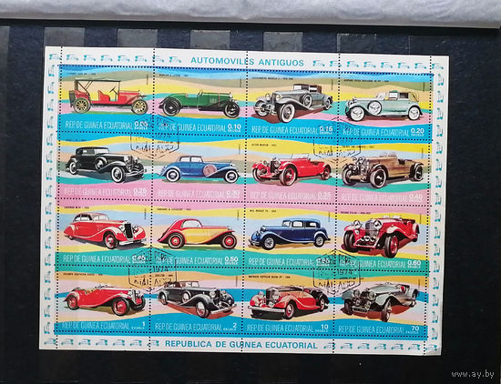 Экваториальная Гвинея 1974 г. Автомобили. Техника. Транспорт, полная серия, лист #0176-Т1P37