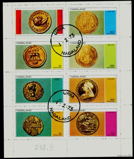 Монеты Нагаленд 1973 год блок из 8 марок