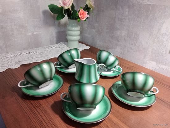 Кружки и молочник, 5 чайных пар, фарфор, Минск, 70-80х. СССР