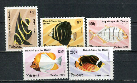 Бенин - 1996 - Рыбки - (пятно на клее у ном. 200) - [Mi. 897-901] - полная серия - 5 марок. MNH.  (Лот 39JN)-T4P3
