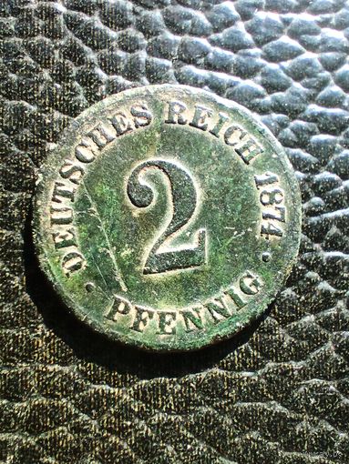Монета 2 пфеннига 1874 год.