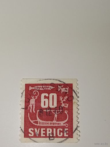 Марка Швеция 1954 год "Наскальные рисунки"