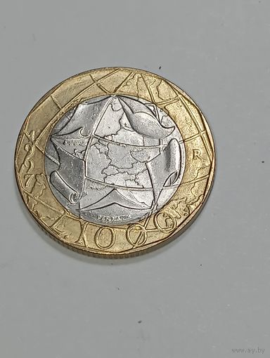Италия 1000 лир 1997  года . R .