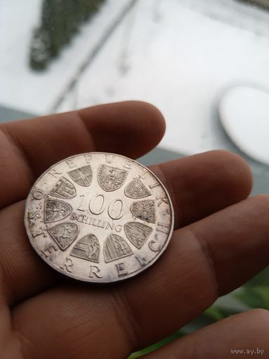 100 шиллингов Австрия 1976 "XII зимние Олимпийские Игры, Инсбрук 1976