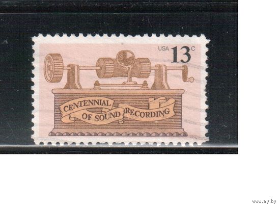 США-1977, (Мих.1293) , гаш.  , Фонограф(одиночка)