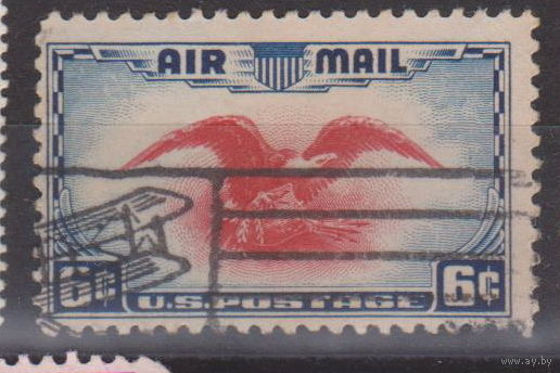 Авиация самолеты штамп Орёл Птицы США 1938 год  Лот 9 С ИНТЕРЕСНЫМ ГАШЕНИЕМ