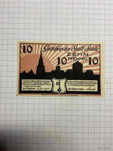 Нотгельд 10 пфеннигов 1921 год. -2712