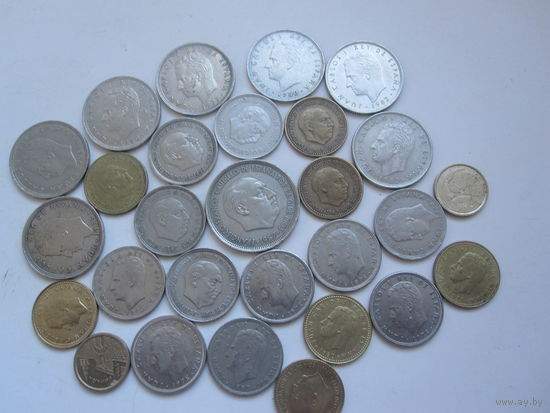Монеты Испании 28шт.без повтора.