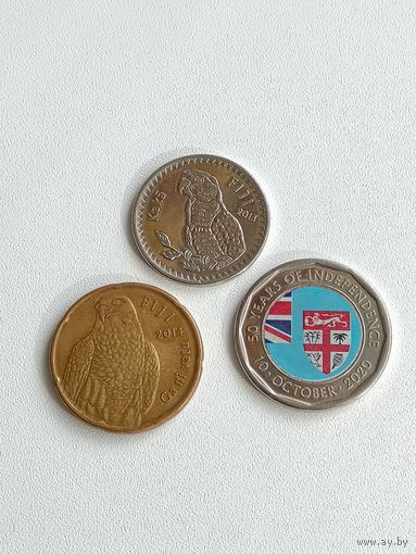 Фиджи набор 3 монеты: 20 и 50 центов 2013г и 2020г, 2 доллара 20014 года