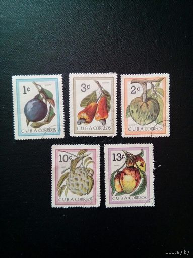 Куба, 1966  5м полная серия  Плоды фруктовых деревьев   Михель 859-63  -  по каталогу 2,8 евро