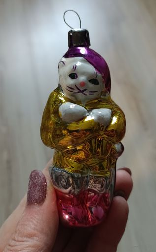 Елочные игрушки, стекло, кот в сапогах