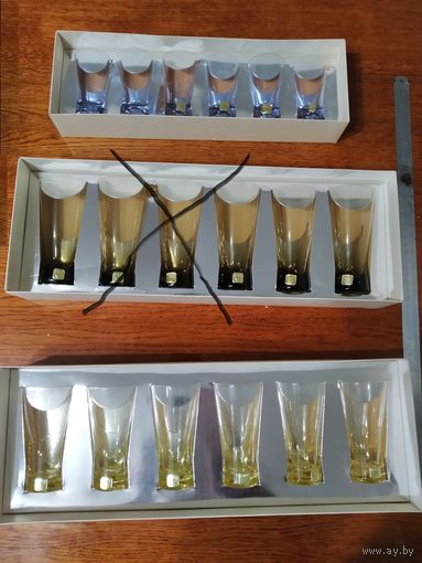 Наборы стеклянных стаканов 50 и 75г СССР Неман з-д. В родной упаковке 1975г.в.