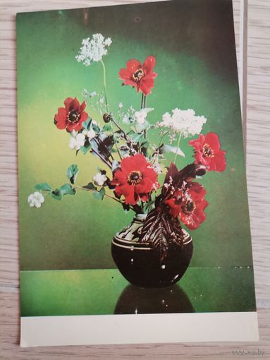 Открытка СССР цветы 1972