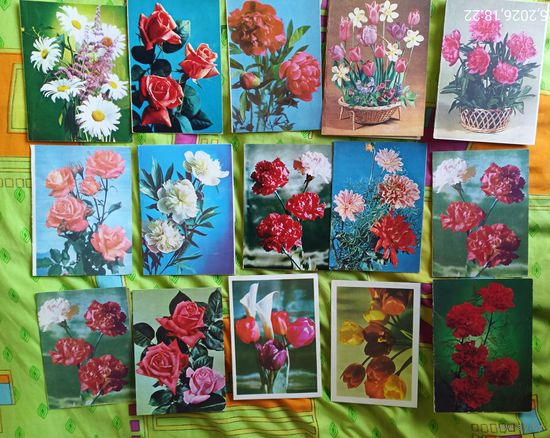 Двойные почтовые открытки для телеграмм ,15 шт.