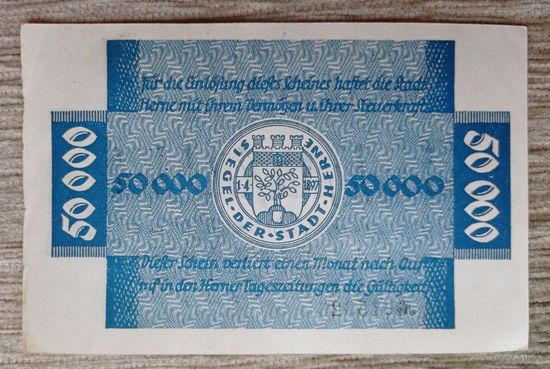 Werty71 Германия 50000 марок 1923 банкнота Гроссгельд Херне