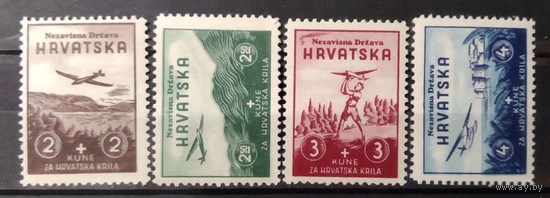 Хорватия Рейх 1942 Mi#70-3,война авиация самолет ландшафт,MNH OG