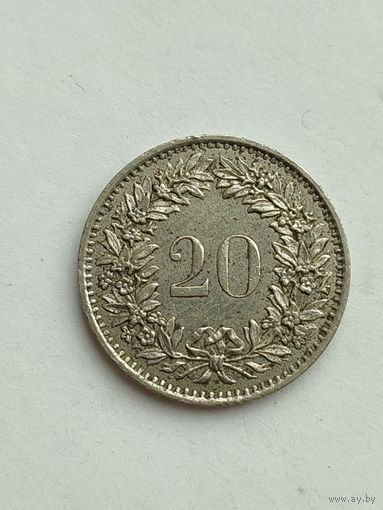 Швейцария 20 раппен 1977 года.