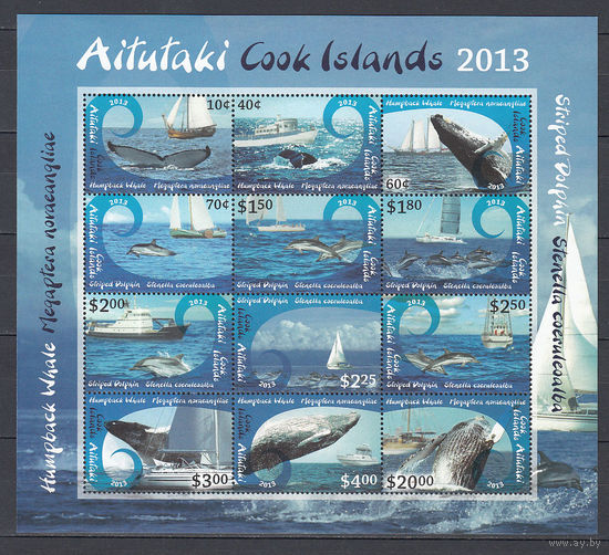Фауна. Киты. Аитутаки. 2013. 1 лист. Michel N 877-888 (70,0 е)