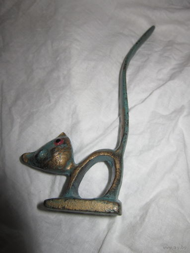 Кот . Бронза . Старая подставка для колец .