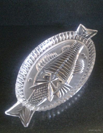 Селедочница хрусталь Рыба блюдо СССР