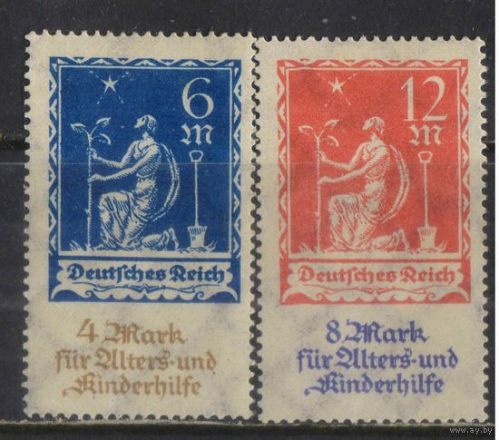 Германия Респ 1922 В помощь пожилым и детям Аллегория Женщина выращивает дерево Полная #233-4*