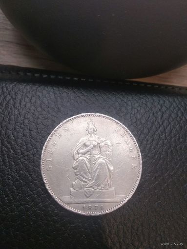 Памятный талер 1871.Тираж 880 000 ! Серебро 0,900.  VF+, с рубля,без мц!
