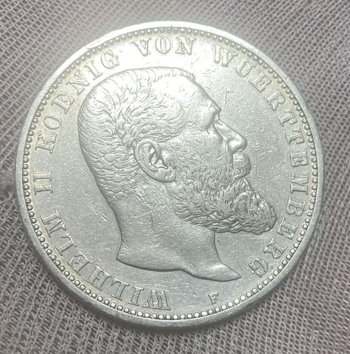 Монета 5 марок 1904 год. Германская империя. Вюртемберг