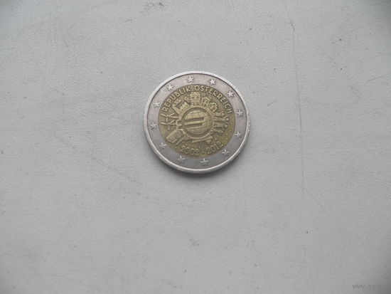 2 евро Австрия 2012 г.10 лет наличному обращению 2002-2012 г.(06).С рубля.