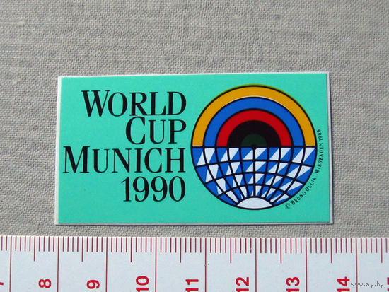 Наклейка Стикер World Cup Munich 1990 Кубок Мира по пулевой стрельбе Мюнхен Германия 1990 Новая