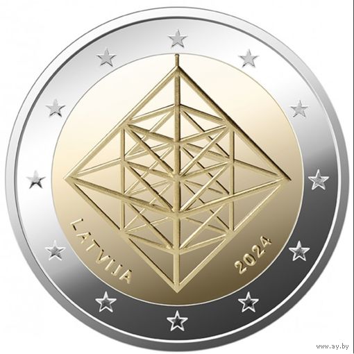 Латвия 2 евро 2024 Пузурис - Соломенное украшение UNC из ролла
