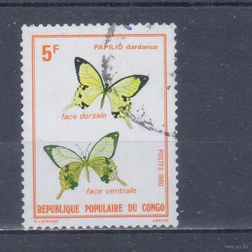 [812] Конго 1980. Фауна.Бабочка. Гашеная марка.