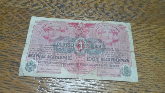 1 крона Австро-Венгрии с надпечаткой "Австрия" * 1556