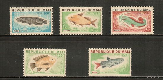 Мали-1976(Мих.542-546),  ** ,   Морская   Фауна , Рыбы,  (полная серия)