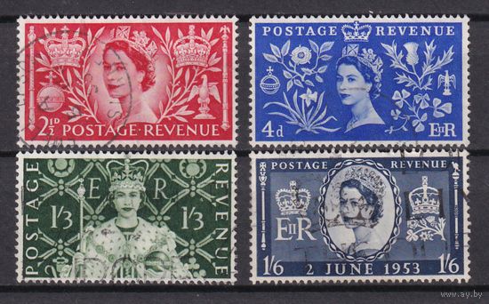 27.Br. Великобритания. Елизавета II. Коронация. 1953 г. Серия. Mi.##274-277.
