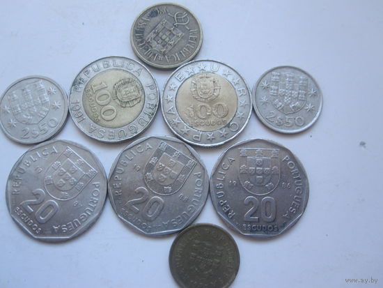 Монеты Португалии 9шт. без повтора.