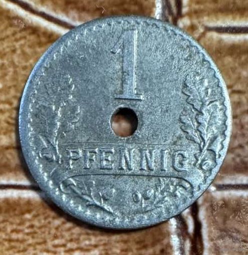 Монета 1 пфеннигов 1918 год. Изерлон. Веймарская республика.