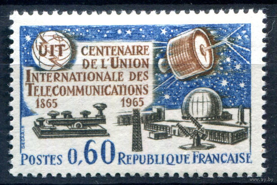 Франция - 1965г. - 100 лет международному союзу электросвязи - 1 марка - полная серия, MH [Mi 1510]. #2-Fr-57-A-1