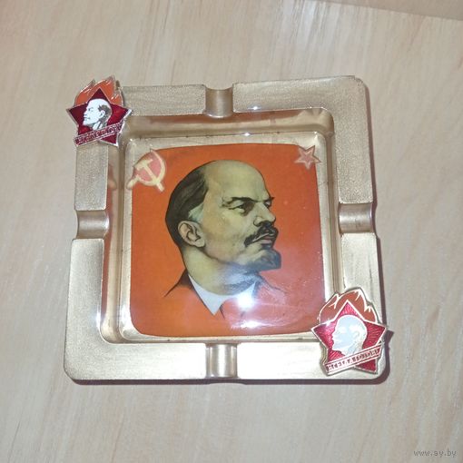 Пепельница декоративная "Ленин", "Будь готов", "СССР", агитация. Пепельница из эпоксидной смолы.  Подарок на 23 февраля. Оригинальный подарок на 23 февраля